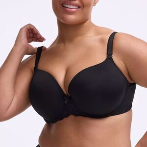 Torrid Curve Black Perfect Coverage Push-Up Smooth Bra 48DD 360 Back Smoothing